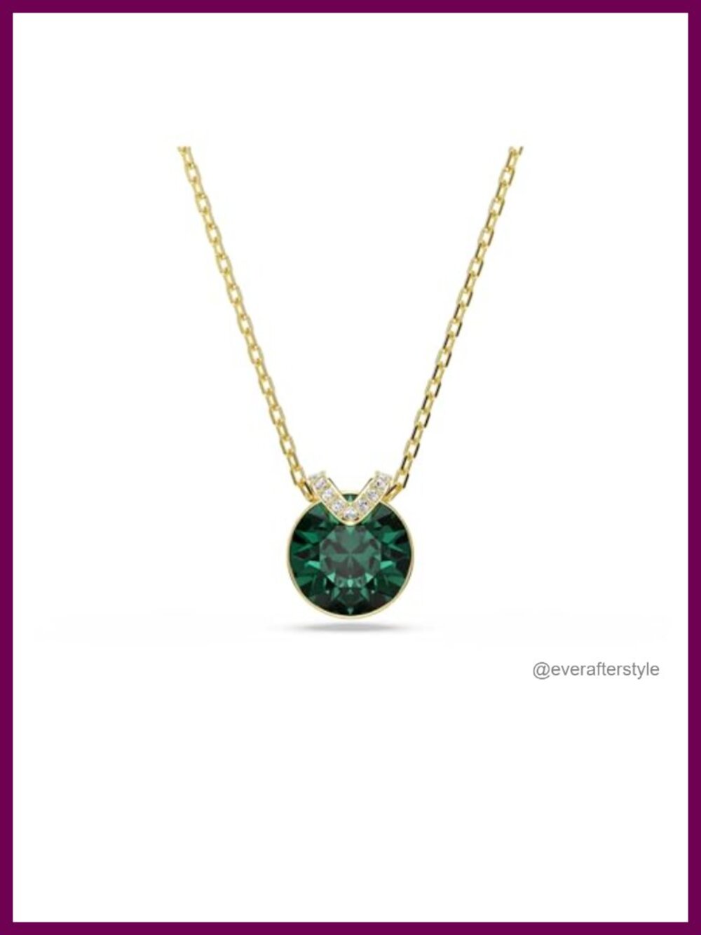 Swarovski Crystal V-Shape Pendant Necklace Rhodium Finish Square-Cut
